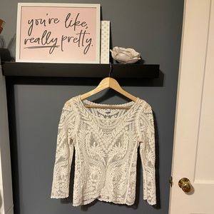 Express Boho Floral Knit Top